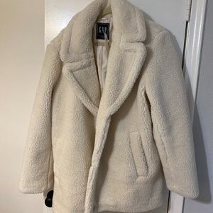 Cream short teddy coat